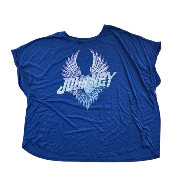 Journey Band T-Shirt Womens 3X Plus Size Blue Rock Concert Graphic Top - Picture 1 of 6